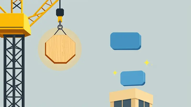 Come si gioca a Tower Rush — la gru tiene un piano esagonale sopra la torre, pulsanti BUILD e CASHOUT accanto
