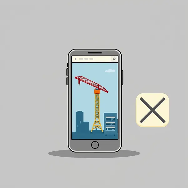 Tower Rush non ha un'app ufficiale — smartphone con finestra da browser e la torre sullo schermo, accanto un'icona di app generica sbarrata