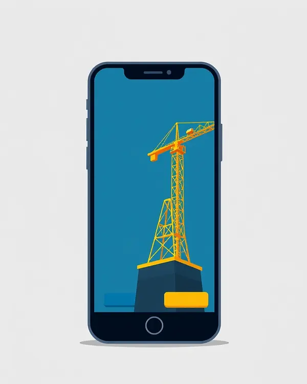 Tower Rush in verticale su smartphone — la torre e la gru riempiono lo schermo, due pulsanti in basso